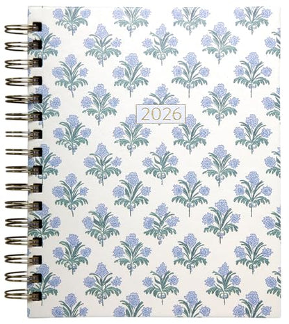 WORLD TRAVELER 2026 Planner Weekly & Monthly Hardcover Spiral Agenda | Hardcover Spiral Lay-Flat Binding, Weekly and Monthly Planning Pages, January to December 2026, 7x8.75 Compact Format - color: Blue/Black Print