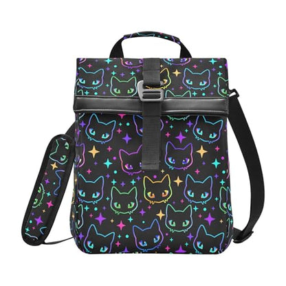 MNSRUU Insulated Lunch Bags Women Men Aldults, Colorful Neon Cat Heads Portable Reusable Thermal Meal Tote Cooler Bag Organizer, Adjustable Shoulder Strap, Handle - color: Halloween Theme 089