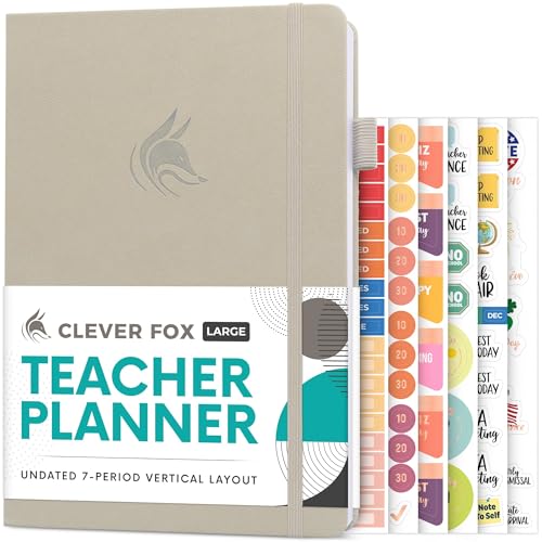 Clever Fox Teacher Planner, School & Homeschool Book, B5 Size Foggy Alpes | Undated, 7x10, lay-flat binding, heavy-duty hardcover, teacher lesson weekly & daily planner, homeschool supplies - color: Foggy Alps, size: Smaller than A4 (7″ x 10″)