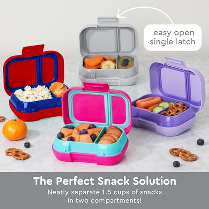 Bentgo Kids Snack Leak-Proof 2 Compartment Bento-Style Container | For Snacks & Small Meals, Easy-Open Latch, Dishwasher Safe, BPA-Free for School, Daycare, & Sports, Ages 3+ (Gray) - color: Gray