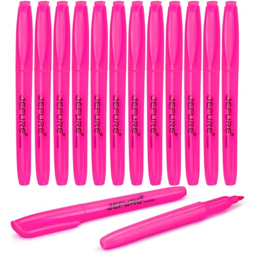 12 Pcs Highlighters, Chisel Tip, Pink Bible Highlighters Bulk - Quick Dry, Ideal for Studying, Note-Taking, School, College, Office, Teacher & Student Supplies - color: Pink, size: 1 Count (Pack of 12)