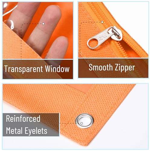 Mr. Pen- Pencil Pouch for 3 Ring Binder, 2 Pack, 10"x6.75", Smooth Zipper | Clear Window, Large Capacity Pencil Case with 3 Reinforced Grommets for School, Office, Supplies Storage | Clear Window, Large Capacity Pencil Case with 3 Reinforced Grommets for