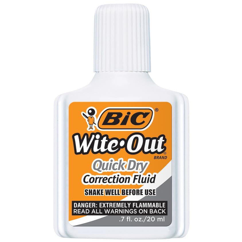 BIC Wite-Out Correction Fluid, White, 20mL | Quick Dry | Easy Application | 2-Pack - size: 1 Count (Pack of 2)