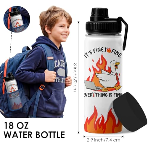 It's Fine I'm Fine Goose Water Bottle Goose Gifts For Gooses Lovers Women Men Funny Animal Duck Coffee Travel Mug with Handle Insulated for Hot and Cold Drink Ice 18oz Tumbler - color: Goose