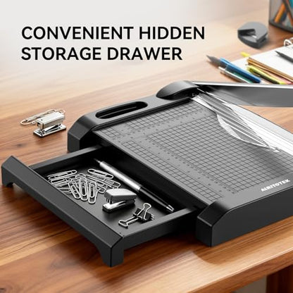 ALRITOTEK 3 in 1 Heavy Duty Paper Cutter,12 inch Guillotine Paper Trimmer, Paper Cutting Board for Office and Crafts, 12 Sheets Capacity (Black)