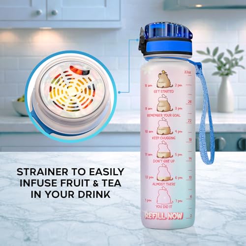 Kawaii Capybara Water Bottle 32oz – Just a Girl Who Loves Capybaras Cute Animal Bottle with Time Marker, Reusable Drink Bottle Gift for Teen Girls, Kawaii Lovers - color: Capybara Lovers