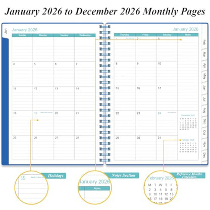 Daily Planner 2026 Full Page Per Day- 2026 Daily & Monthly Planner from January 2026 to December 2026, Day Planner 2026 with 12 Months Tabs, 6.4" x 8,5", Blue - color: Blue, size: 6.4" x 8.5"