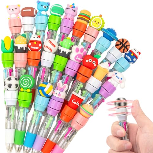 25 Pack Fidget Multicolor Pen,4-in-1 Ballpoint Pens for Kids,Fun Sport Theme Party Favors,Novelty Gifts,Classroom Prizes & School Supplies - color: Cute Multicolor
