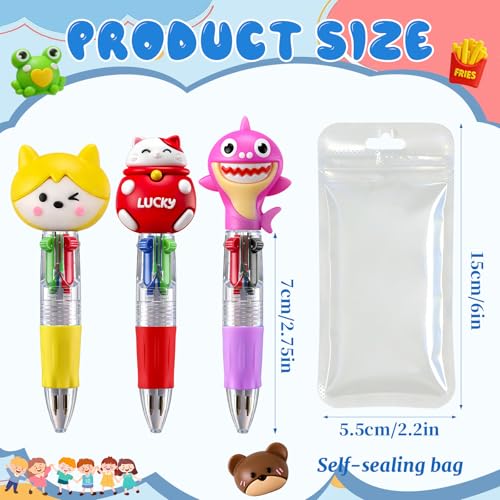 104 Pcs Mini Multicolor Pens in One 4-in-1, Cute Kawaii Ballpoint Pens Bulk with 52 Different Designs, Classroom Rewards, Student Gifts, Party Favors, Back to School Supplies for Kids - style: 104Pcs