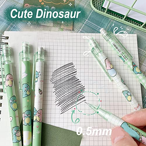 MOZXIRZ 6 Pcs Cute Mechanical Pencils with Eraser 0.5mm Cartoon Dinosaur Mechanical Pencil School Pencil for Boy Girl Women (6pcs Dinosaur/No Refill) - color: 6pcs Dinosaur /No Refill