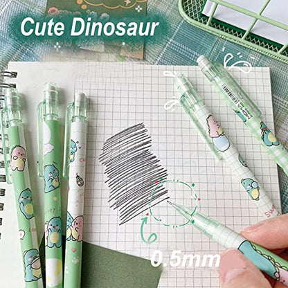 MOZXIRZ 6 Pcs Cute Mechanical Pencils with Eraser 0.5mm Cartoon Dinosaur Mechanical Pencil School Pencil for Boy Girl Women (6pcs Dinosaur/No Refill) - color: 6pcs Dinosaur /No Refill