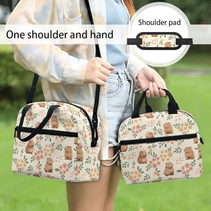 Kawaii Simple Modern Lunch Box for Girls 4-6 Capybara Preschool Lunch Box Boys 6-8 One Piece Meal Bag for Kids 8-10 Kindergarten Toddler Children Elementary School Adjustable Shoulder Strap - color: Kawaii Kapybara