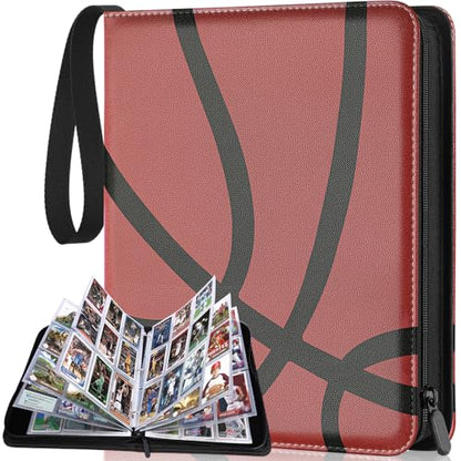 Trading Card Binder Album, PU Leather Baseball Card Binder with 900 Side Loading Pockets, Double Sided Pocket Zipper Card Binder for MTG, TCG, Game Cards, Sports Cards (Basketball) - color: Basketball