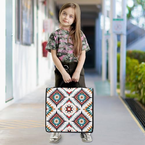 Aztec Waterproof Zipper Binder with Shoulder Strap, 3-Ring Trapper Keeper with Lay-Flat Design and Multiple Compartments for School & Office, Adults & Kids