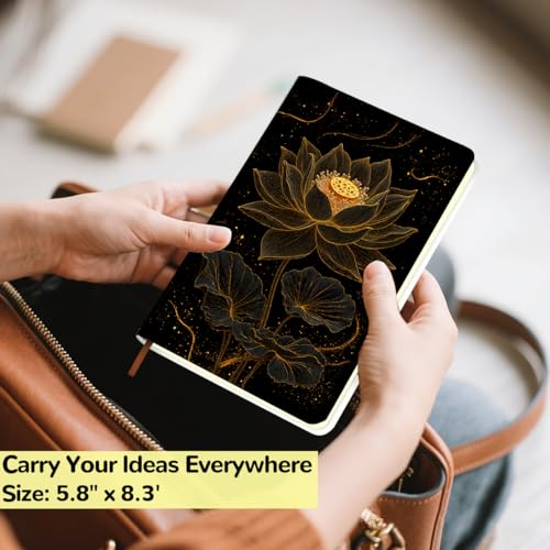 Lovdazzles Pretty Leather Lined Journal Lotus Notebook 200 Pages A5 Ruled, Meditation Yoga Spiritual Inspirational Planner Notebook Journal Gifts for Women Birthday Christmas (5.8 x 8.3) - color: Multi 1711
