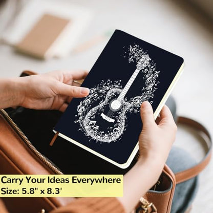 Lovdazzles Pretty Leather Lined Journal Guitar Tab Music Notebook 200 Pages A5 Ruled Journaling Notebooks, for Music Composition Songwriting for Instrument Lovers Musicians Students(5.8 x 8.3) - color: Multi 1709
