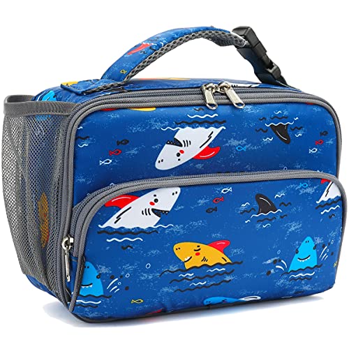 FlowFly Kids Lunch box Insulated Soft Bag Mini Cooler Back to School Thermal Meal Tote Kit for Girls, Boys, Colorful-Shark - color: Castle