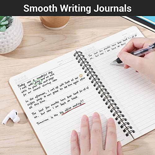 EUSOAR Hardcover College Ruled Spiral Notebooks, A5 3Packs 5.5"x8.3" 120 Pages Lined Travel Writing Subject Notebooks Journal, Memo Notepad Sketchbook, School Office Business Diary Journal - color: Black, Blue, Kraft, size: 3 Packs