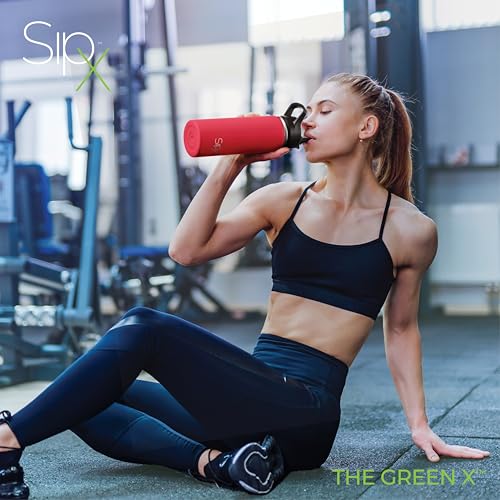 SipX™ 18 oz Insulated Water Bottle with 3 Lids – Leakproof Stainless Steel, Triple Insulated – Cold 24 Hours/Hot 12 Hours – Durable Bottle for School, Gym, Travel – Red - color: Red, size: 18 Ounces
