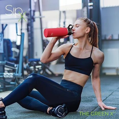SipX™ 18 oz Insulated Water Bottle with 3 Lids – Leakproof Stainless Steel, Triple Insulated – Cold 24 Hours/Hot 12 Hours – Durable Bottle for School, Gym, Travel – Red - color: Red, size: 18 Ounces