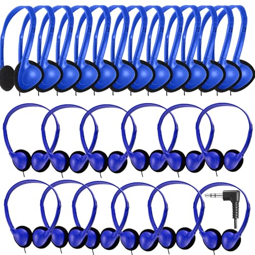 CN-Outlet 100 Pack Classroom Headphones Bulk for Kids School Class Set Headsets for Students Teens Toddler Childeren and Adults, Wholesale 3.5mm Pulg Wired Earphones-Upgrade (Dark Blue, 100 Pack) - color: Dark Blue, size: 100 PACK