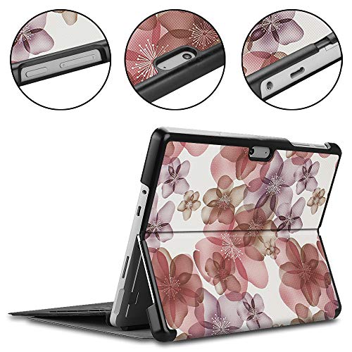 Gylint Case for Surface Go 4 2023 /Go 3 2021 /Go 2 2020 /Surface Go 2018, Slim Fit Leather Smart Case Cover with Pencel Holder for Microsoft Surface Go Flower - color: Flower