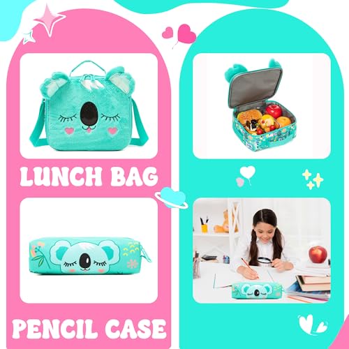 Kids Rolling Backpack with Wheels for Girls Cute koala School Roller Backpack,Carry on Travel Luggage with Lunch Bag and Pencil Case for Girls Ages 5-12 - color: 01 Koala