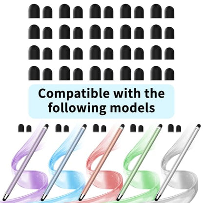 DAXINGXING Replacement Rubber Tip for Stylus,High Sensitivity & Precision | 40 PCS,Universal Fit,Black,(0.27 inches / 0.21 inches) - color: 40PCS Black