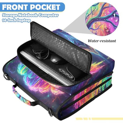 Tree 2-inch 3 Ring Zipper Binder with Shoulder Strap Holds 14 Inch Laptop for Students and Office - color: Rainbow Tree