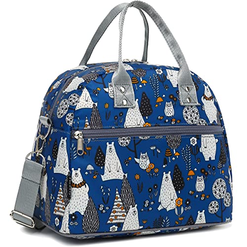 FlowFly Insulated Lunch Bag With Shoulder Strap for Women, Men, and Kids, Large and Reusable, Handle, Freezable Work and School Travel Tote and Meal Prep Organizer,Owl - color: Owl