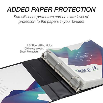 Samsill 4 Pack Durable 1.5 Inch 3 Ring Binders, Round Ring, Clear View Cover for Presentations, Black - color: Black, size: 1.5-Inch
