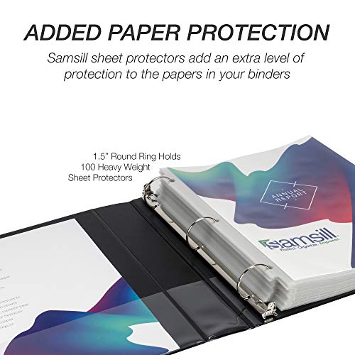 Samsill 4 Pack Durable 1.5 Inch 3 Ring Binders, Round Ring, Clear View Cover for Presentations, Black - color: Black, size: 1.5-Inch