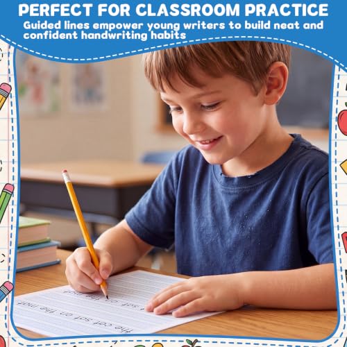 Ireer 400 Sheets Ruled Writing Paper 8.5 x 11 Inch Double Sided Primary Writing Paper Dotted Midline & Highlighted Lines Handwriting Practice Sheets for Kindergarten Grades 1-2 Toddlers Kids