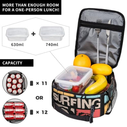 Surfing California Lunch Bag 10In | Insulated Lunch Box Reusable Tote Bag For Picnic Office For Women Men - color: Style 10
