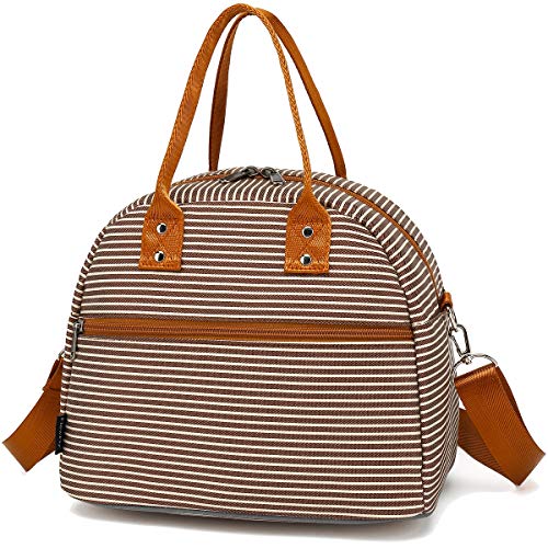 FlowFly Insulated Lunch Bag With Shoulder Strap for Women, Men, and Kids, Large and Reusable, Handle, Freezable Work and School Travel Tote and Meal Prep Organizer,Coffee - color: Coffee