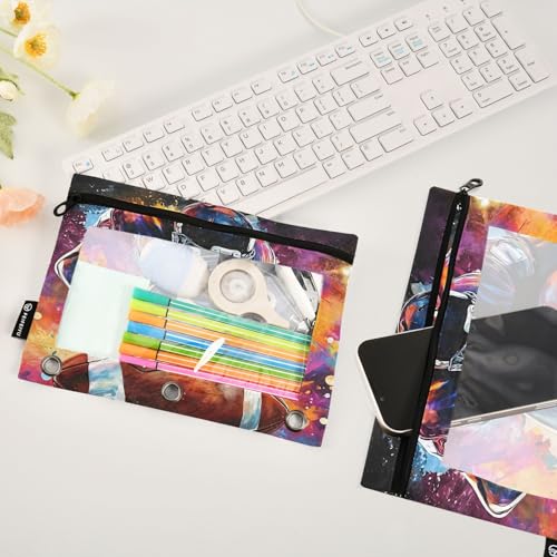 2 Pack Pencil Pouch for 3 Ring Binder American Football Player Pencil Case Pouch with Clear Window Zipper Binder Pencil Pouches Pen Bag for Office School Supplies - color: American Football Player