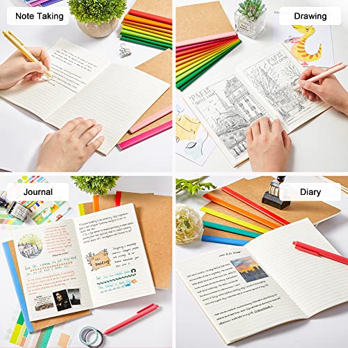 feela 48 Pack Composition Notebooks Bulk, Kraft Cover Lined Blank College Ruled Composition Travel Journals with Rainbow Spines For Women Students Business, 60 Pages, 8.3”x 5.5”, A5, 16 Colors - color: 16 colors X3
