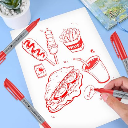 Red Permanent Marker, Fine Point Markers Quick Drying, Fade Resistant, No Smear, Waterproof, Smudge-Proof, Classroom Home Office Supplies, on Paper, Glass, Plastic, Metal, Wood, 18 Pack - color: red