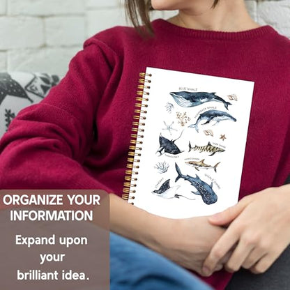 KAOWT Ocean Shark Notebook Journal, Whale Shark Gifts Office Supplies Notebooks for Note Taking, Marine Biology Ocean Journal, Beach Lover Gifts, Hardcover Spiral Notebook 5.5x8.3in - color: Summer notbook-shark