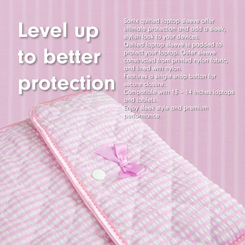 Sonix | Quilted Laptop Sleeve | 13-14 Inch, Quilted Soft Comfy Laptop Carrying Case, Computer Sleeve | Seersucker Pink (13" - 14") - color: Seersucker Pink