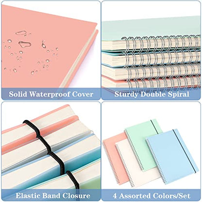 Blank Notebook, 4 Pack Spiral Sketch Book, 8.5" x 11" Large Blank Journal, No Bleed Thick Paper Sketchbook for Drawing, Unlined Notebook Journal for Women Men School, A4 Spiral Notebook Blank Paper - size: 8.5" x 11", style: Minimalist