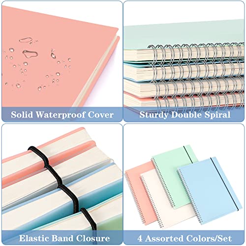 Blank Notebook, 4 Pack Spiral Sketch Book, 8" x 10" Large Blank Journal, No Bleed Thick Paper Sketchbook for Drawing, Unlined Notebook Journal for Women Men School, B5 Spiral Notebook Blank Paper - size: 8" x 10", style: Plain