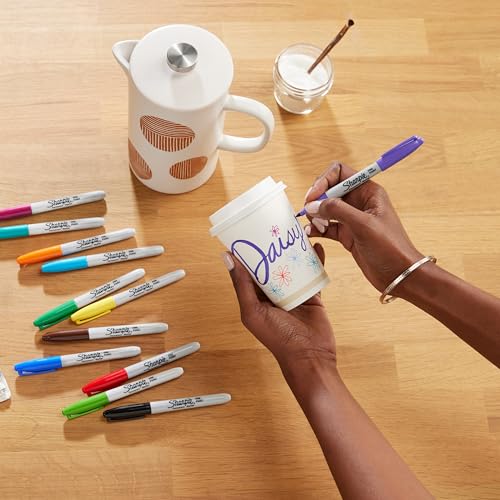 Sharpie Permanent Markers, Fine Point, Purple, Box of 12 - color: purple