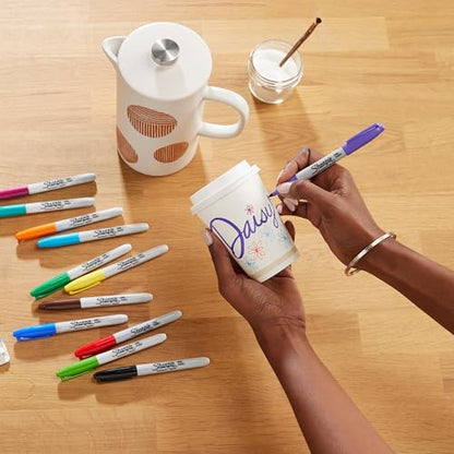 Sharpie Permanent Markers, Fine Point, Purple, Box of 12 - color: purple