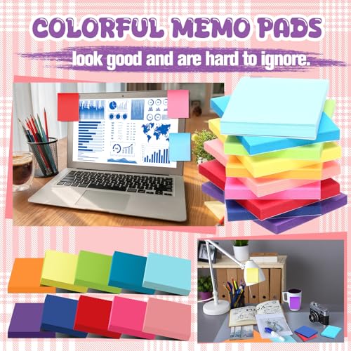 Zubebe 200 Pads 1.5 x 2 Inch Sticky Notes Bulk, Bright Colors Notepads Self Stick Note Square Memo Sticky for Office Back to School, 45 Sheets/pad - size: 1.5 × 2 Inch