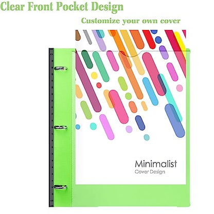 INFUN All-in-one Telescoping Binder Notebook ，Refillable 3 Ring Notebook Binder with 1 plastic movable pocket folder,5 plastic subject dividers and graph paper and college ruled paper - Green - color: Green, size: 1 PCS