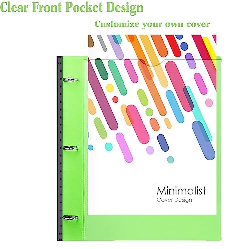 INFUN All-in-one Telescoping Binder Notebook - 2PCS，Refillable 3 Ring Notebook Binder with 1 plastic movable pocket folder,5 plastic subject dividers and graph paper and college ruled paper - Green - color: Green, size: 2 PCS