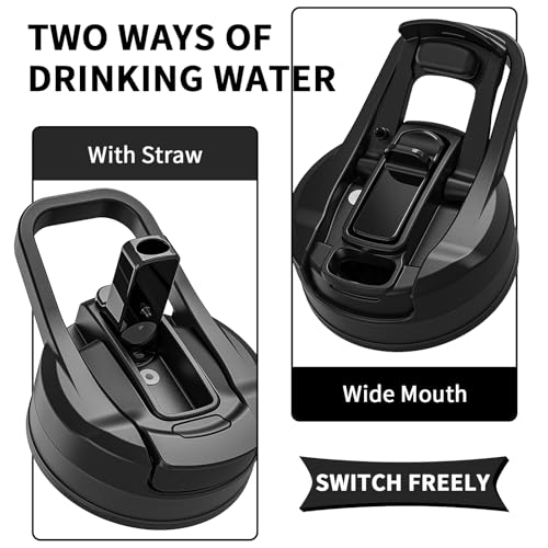 1 Gallon Water Bottle with Straw and Chug Lid, Dishwasher Safe Large Gym Jug, BPA Free Leakproof Plastic Sports Flask with Easy to Clean Handle & Carry Strap, 128 oz Water Bottle - color: Black, size: 128 Ounces
