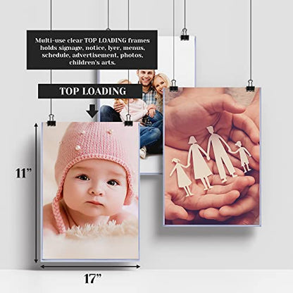 Performore 11" x 17" Heavy Duty Rigid Print Crystal-Clear Toploader Frame - Hold, Protect, Store, Display Photographs, Posters, Prints and Documents (5 Pack) - style: 5-Pack