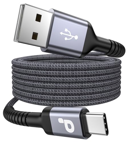Extra Long USB A to USB C Cable 15FT, USB C Cable Fast Charging, Upgraded | Extra Durable Braided USB C Cord for iPhone 17 16 15 Pro Max, MacBook Pro, Sam sung Galaxy S10 S9 Plus, LG and More-1Pack - color: Grey, size: 15FT-1Pack, style: USB A to USB C